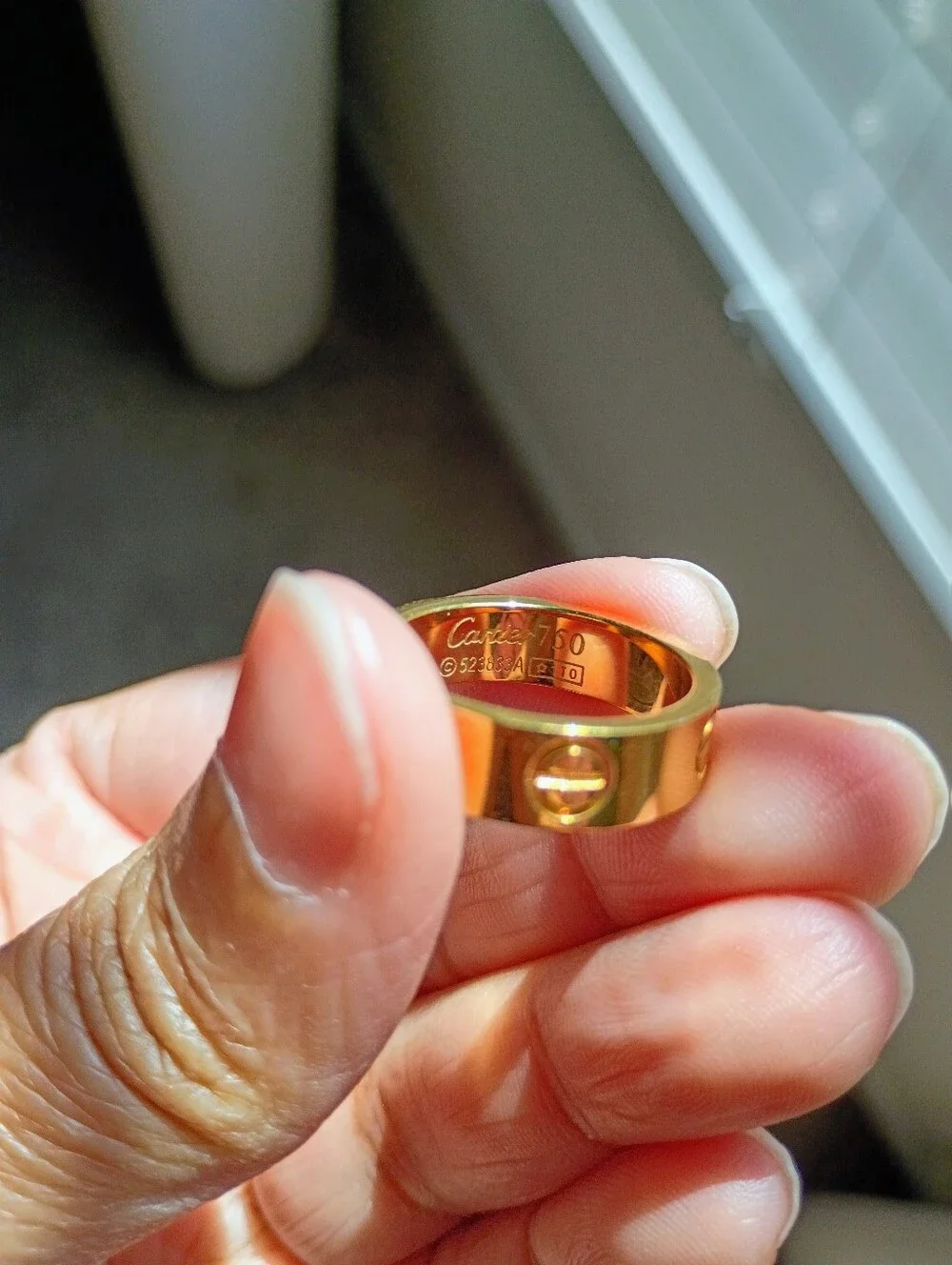 New Gold Tone Love Ring with Screw Motif
